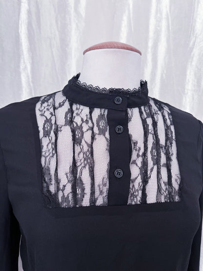 Gothic lolita black mesh shirt 🎀🕷️