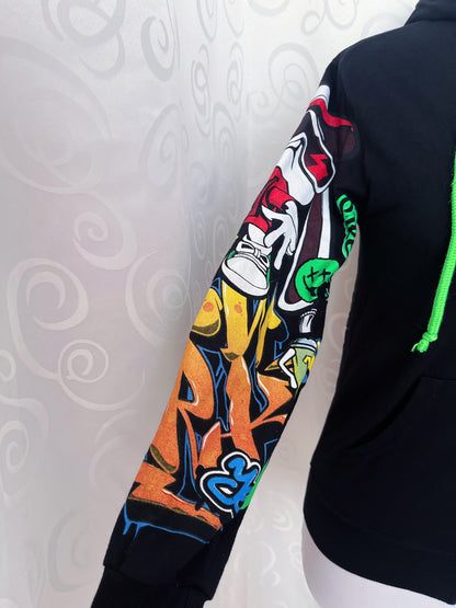 Iconic hip-hop style printed hooded jacket 🐇💀