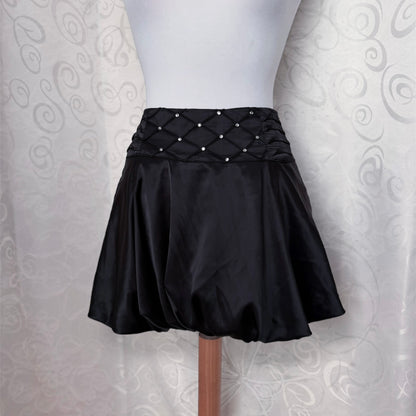 00’s Dark coquette black satin balloon skirt 🦇