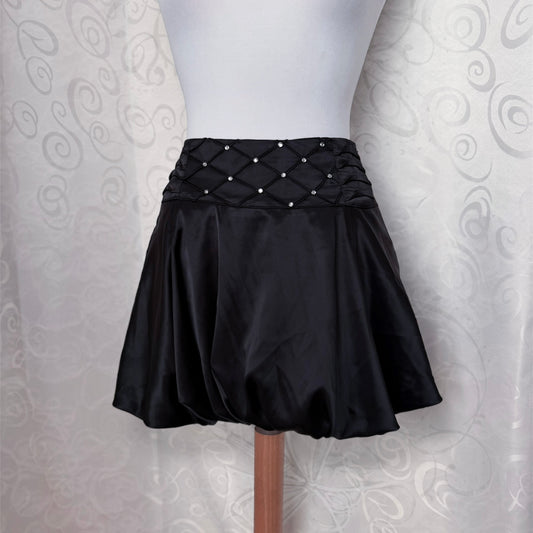 00’s Dark coquette black satin balloon skirt 🦇