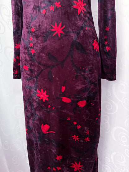 00’s Asian Style/Qipao velvet floral dress❤️🌺