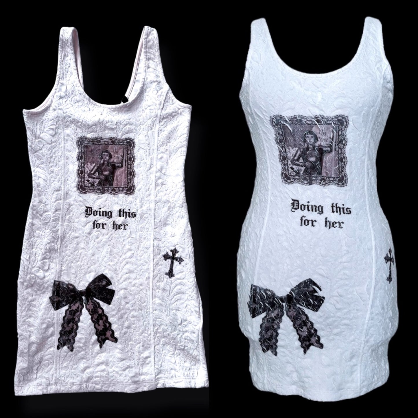 Joan of Arc Reworked Pimkie white embossed dress 🗡️♥️