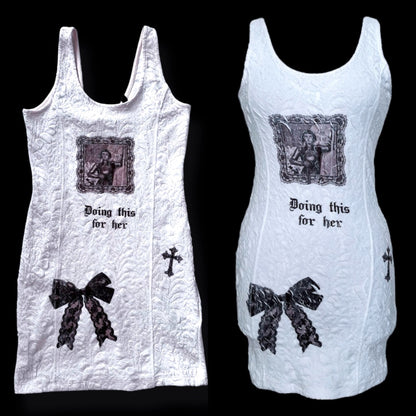 Joan of Arc Reworked Pimkie white embossed dress 🗡️♥️