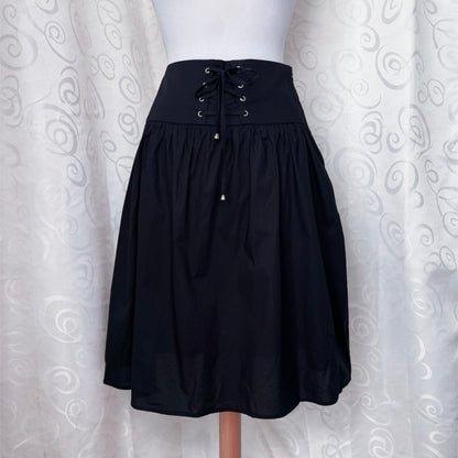 Gothic cotton lace-up midi skirt 🕷️🕸️