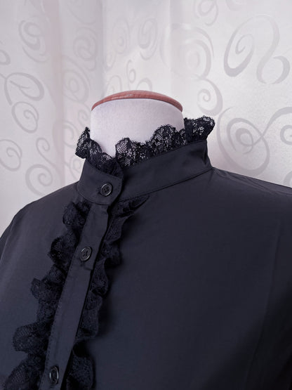 Dracula Gothic victorian style Short Sleeved Cotton Lace Blouse 🖤🦇
