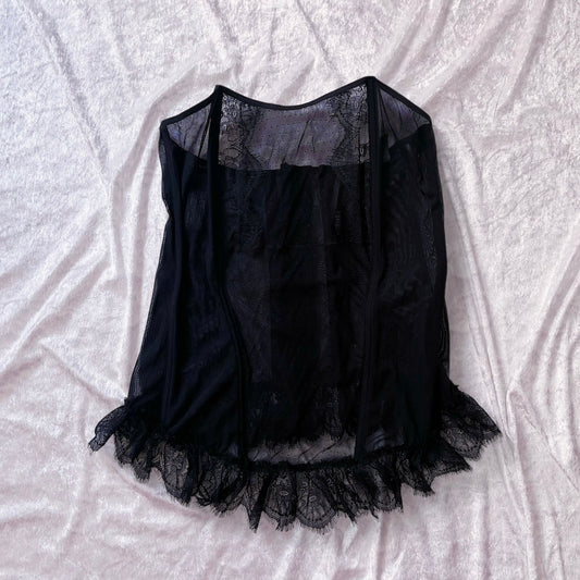 Dark gothic see-through mesh & lace corset 🦇