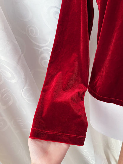 Vintage Korean Qipao velvet red shirt ❤️🍜