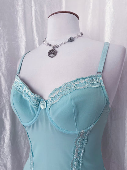 00’s baby blue corset top 🦋