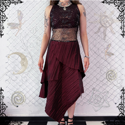 00’s Vampire queen burgundy prom dress 🦇🌀
