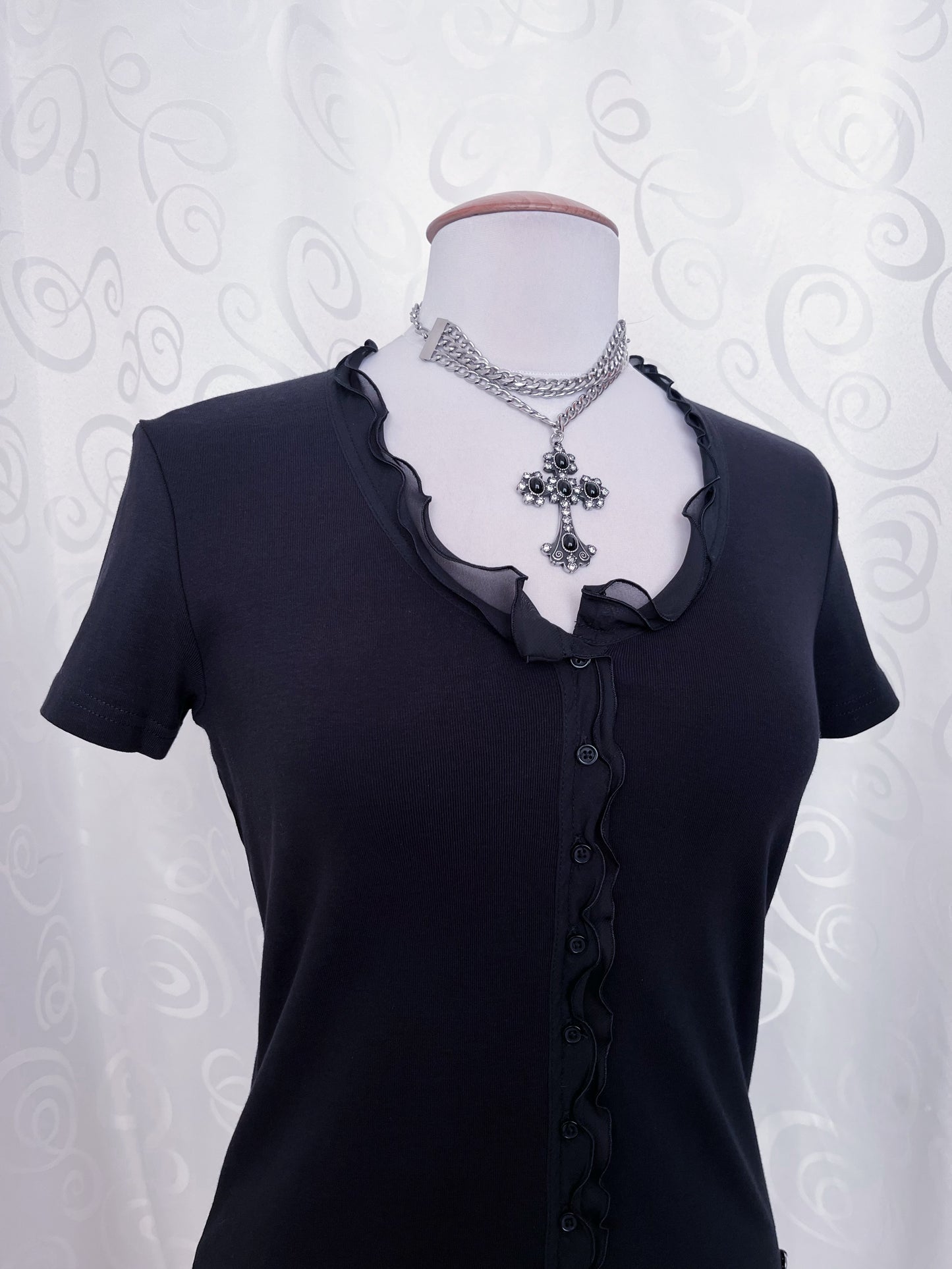 Dark coquette/Gothic cotton black shirt 🕷️