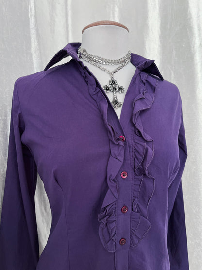 00’s purple gothic cotton shirt 💜🕸️