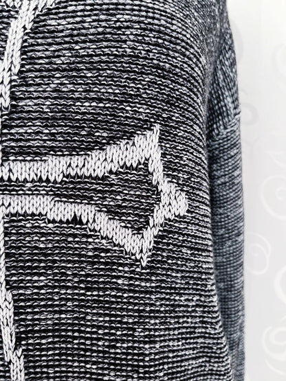 Gothic grey knit sweater with cross detail ✝️🦇