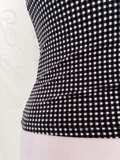 Twee little checked cami top with metallic hoops on the straps 🌀