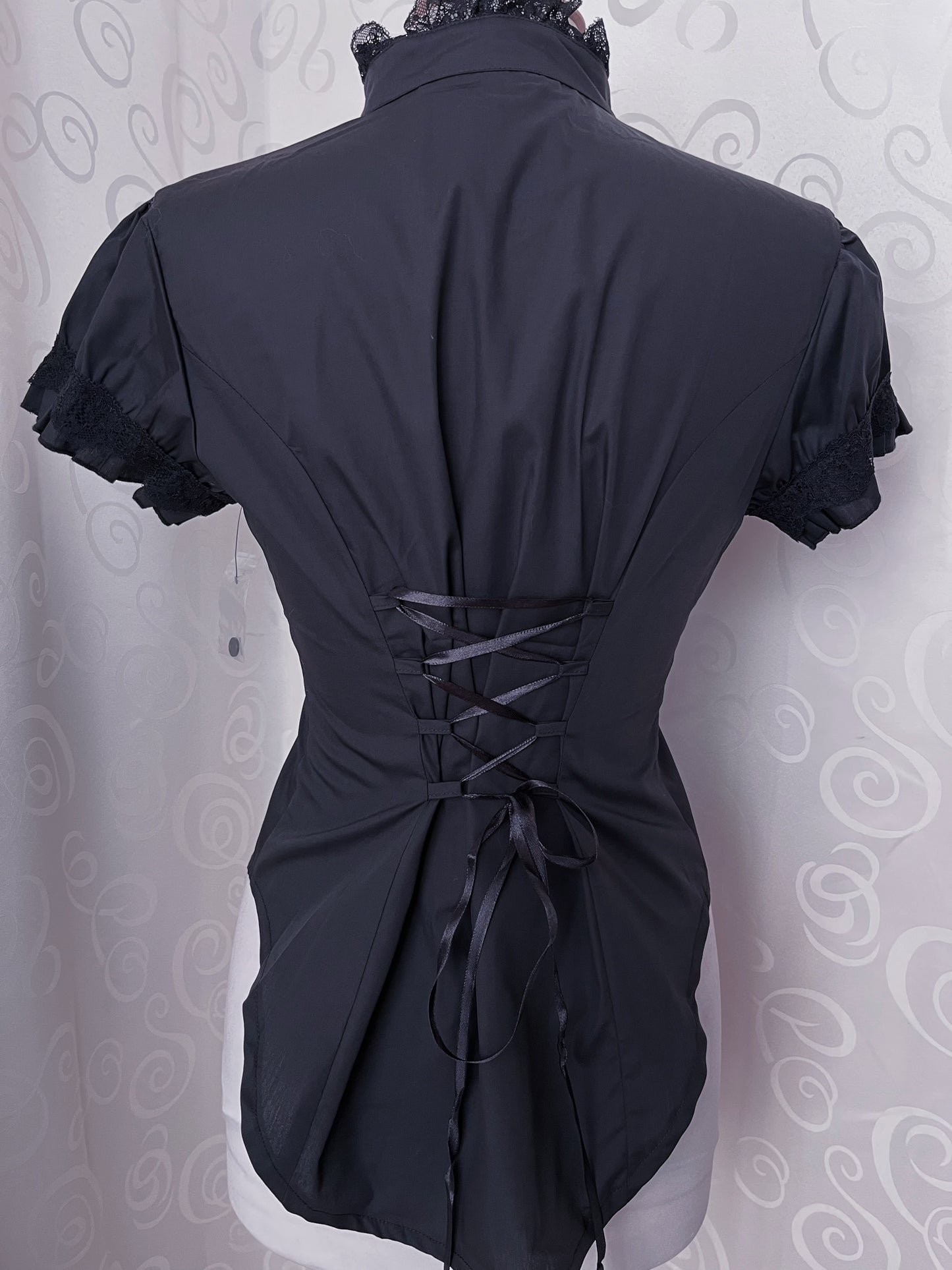 Dracula Gothic victorian style Short Sleeved Cotton Lace Blouse 🖤🦇