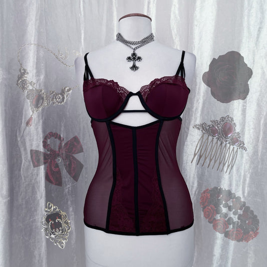 Burgundy hot lingerie corset 🌹