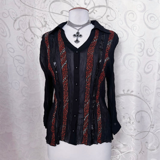 00’s Alt mesh shirt with animal print detail 🐾🐆