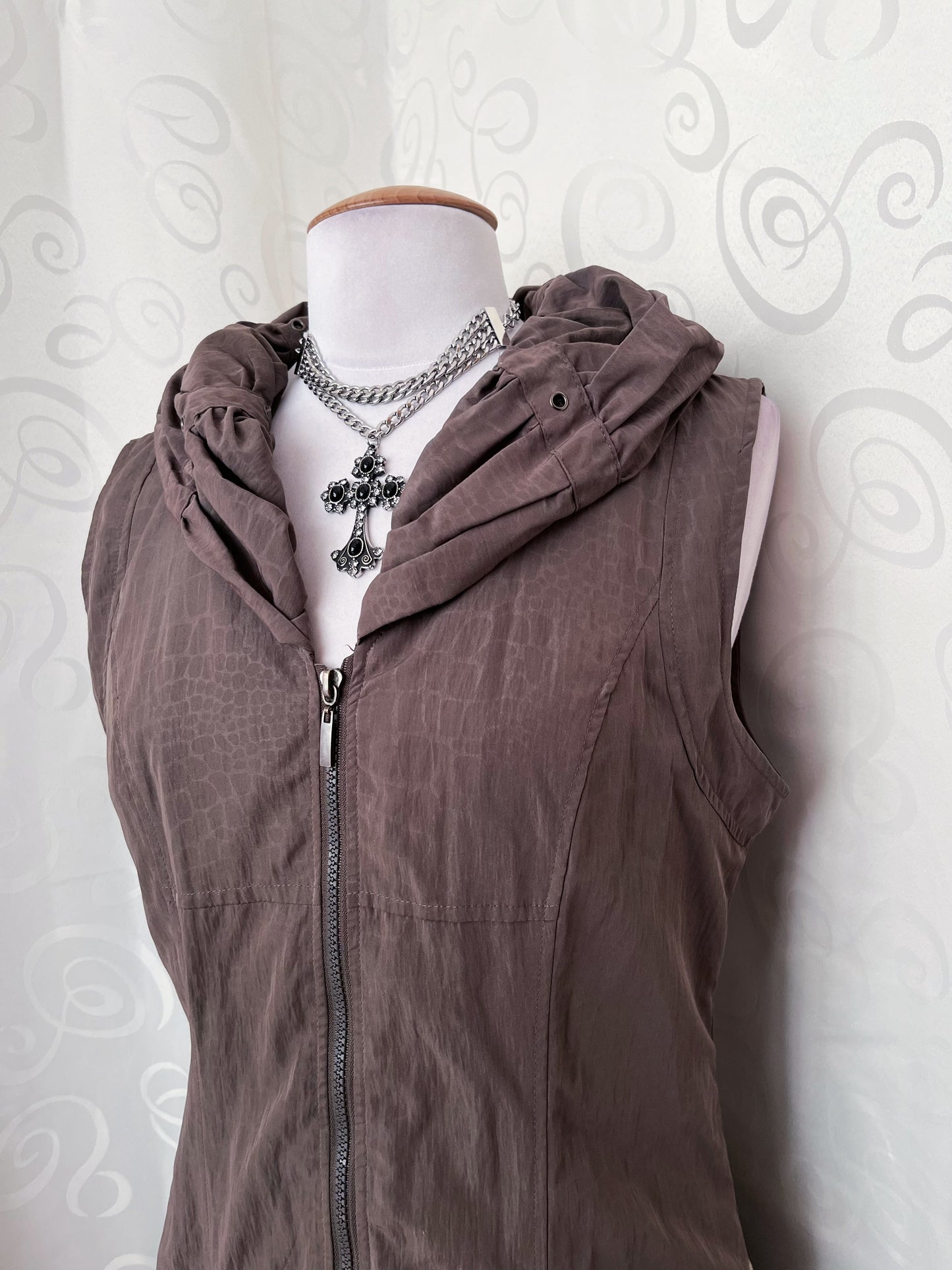 00’s snakeprint zip-up brown dress 🐍