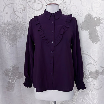 Gothic Jirai Kei dark purple ruffle shirt 💜💞