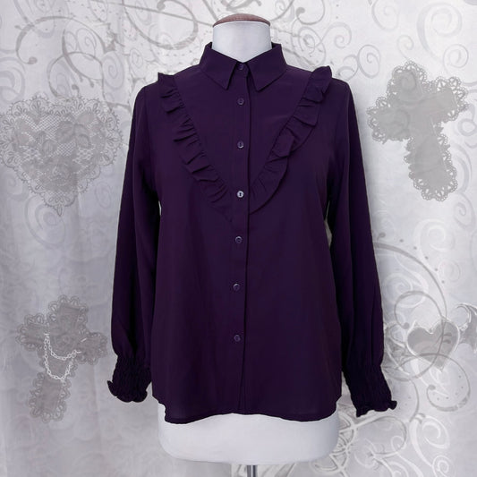 Gothic Jirai Kei dark purple ruffle shirt 💜💞