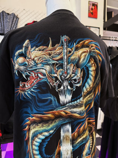 00’s Rock Chang dragon embossed T-shirt with piercings 🐉