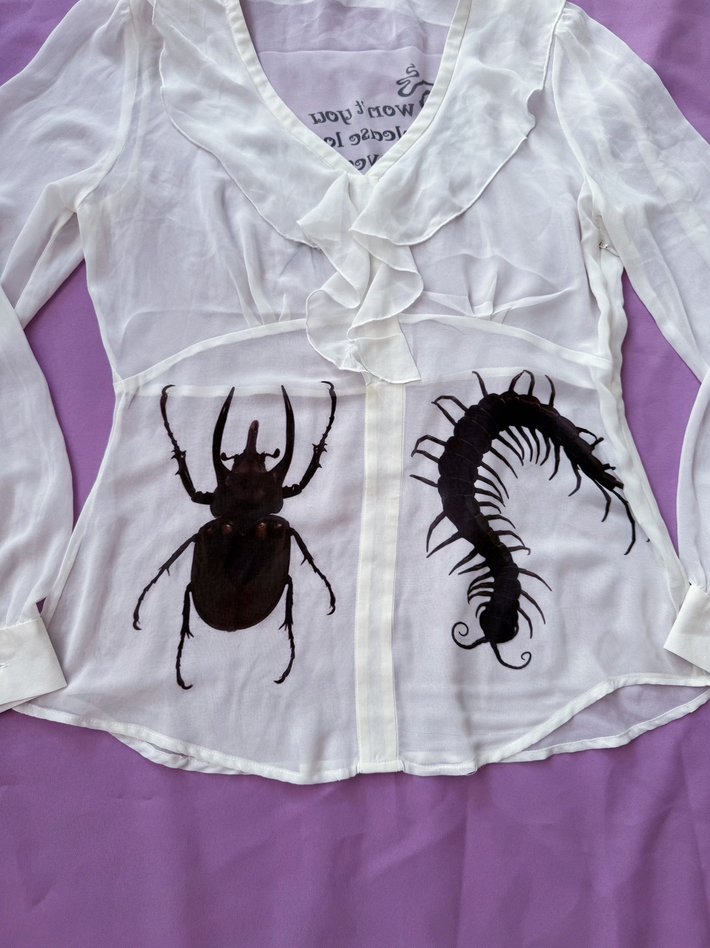 REWORKED whimsy Loved the Unloved see-through ruffle top🐛🪲
