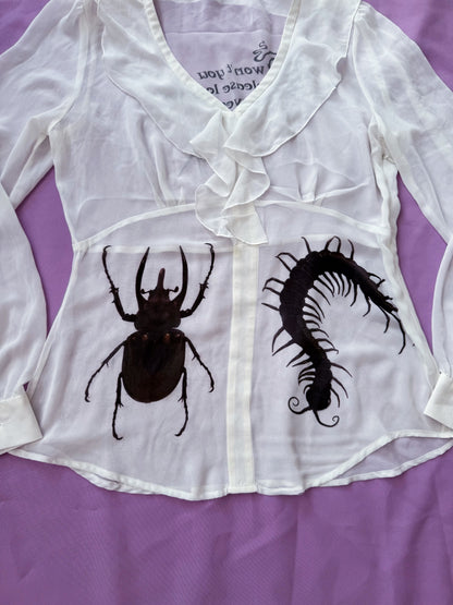 REWORKED whimsy Loved the Unloved see-through ruffle top🐛🪲