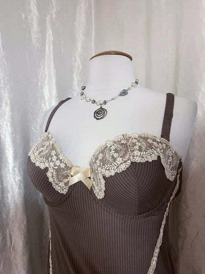 Cutest coquette light brown bustier top ✨