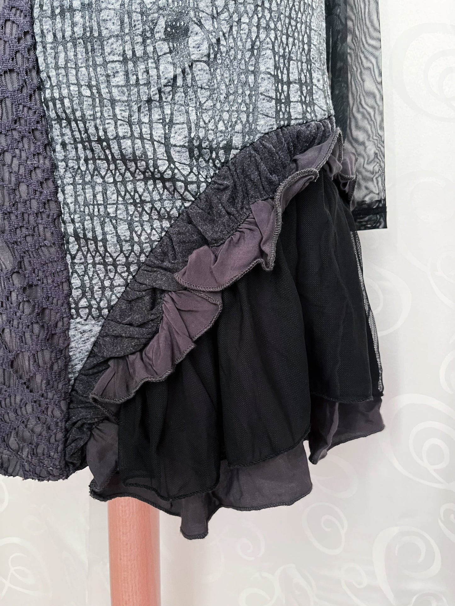 00’s Whimsygoth patchwork asymmetrical dress 🦇
