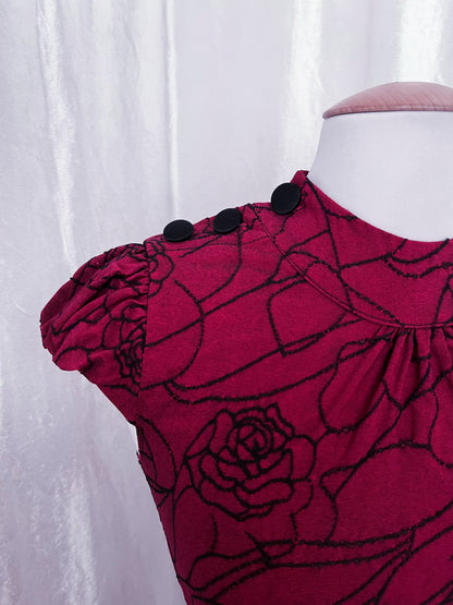 Iconic burgundy Asian style dress with embossed floral details 🌹 🐉