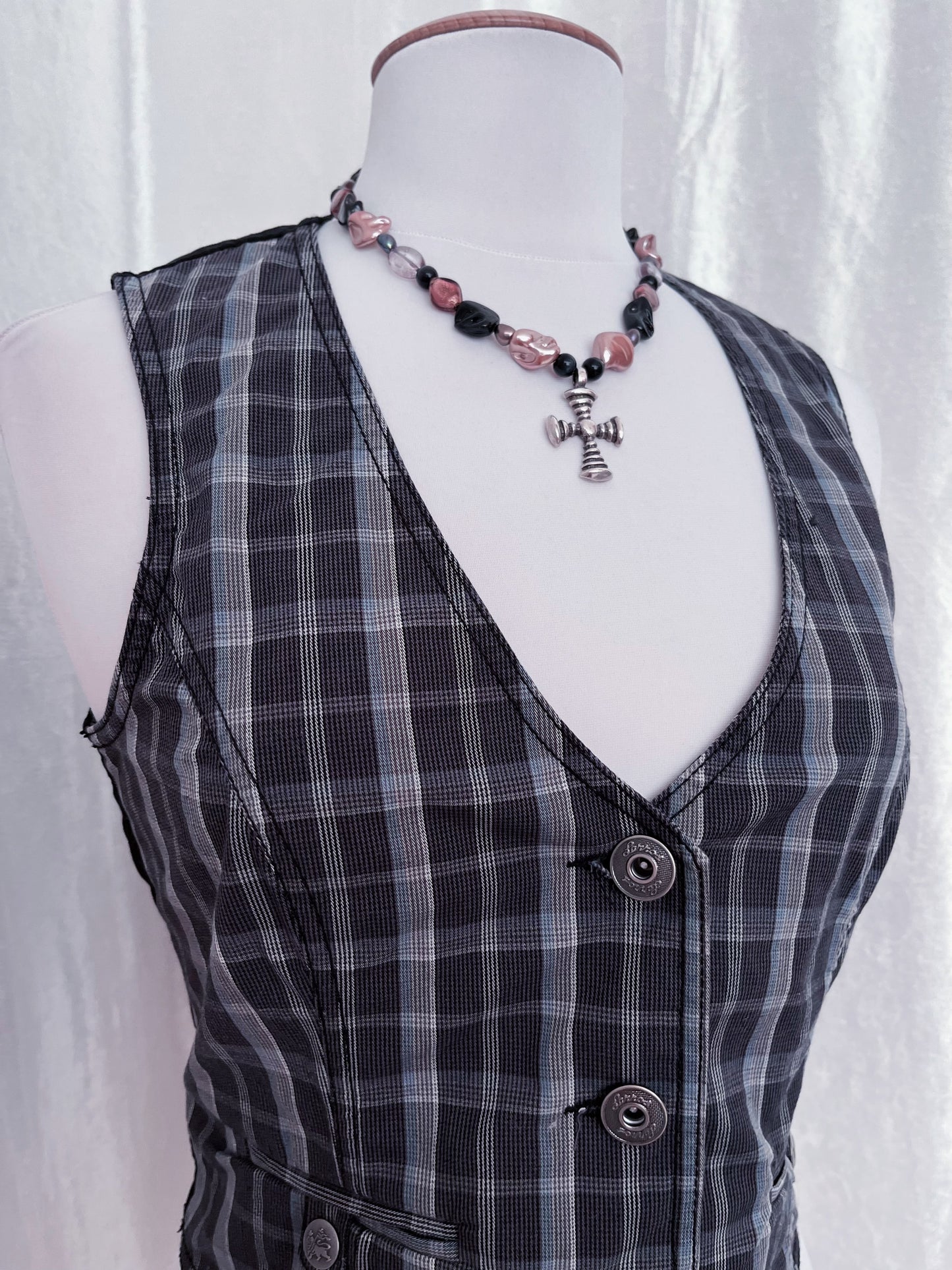 Dark academia cotton plaid vest📓