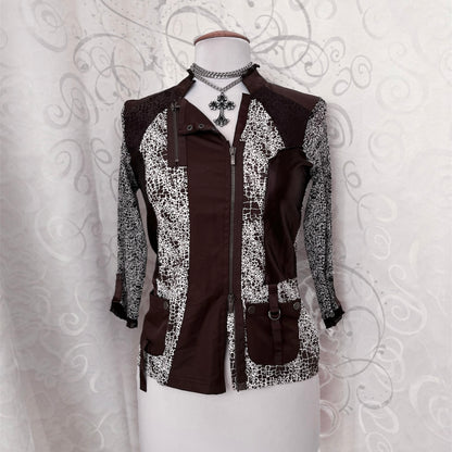 00’s iconic double zipper animal print x cowboy style mesh shirt 🧲🐴