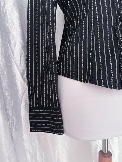 Deadstock gothic striped shirt with ruffle details 🦇