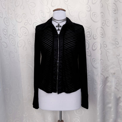 00’s Alt black double-zipper sheer shirt 🦇