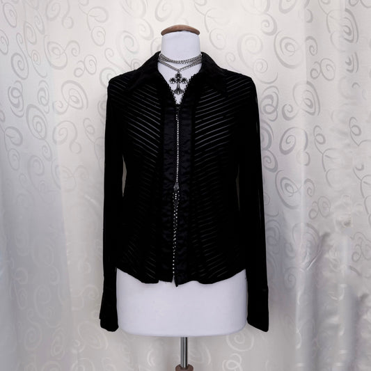 00’s Alt black double-zipper sheer shirt 🦇