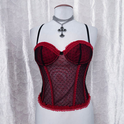 Old H&M vampire lace & mesh corset top 🌹