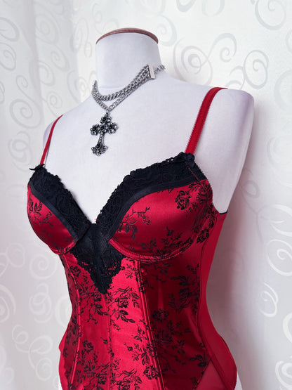 Gothic vampire corset with embossed & lace details 🦇❤️