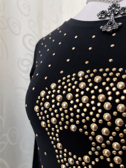 Alt/Emo beaded rock skull top💀