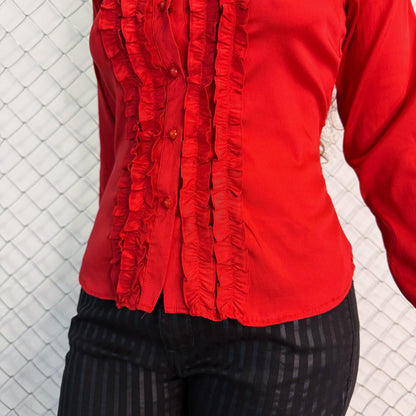 Vampire/Victorian style red shirt with ruffle & lace details 🩸