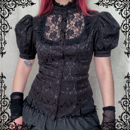 Dracula Gothic victorian style brocade high collar blouse 🦇🏰
