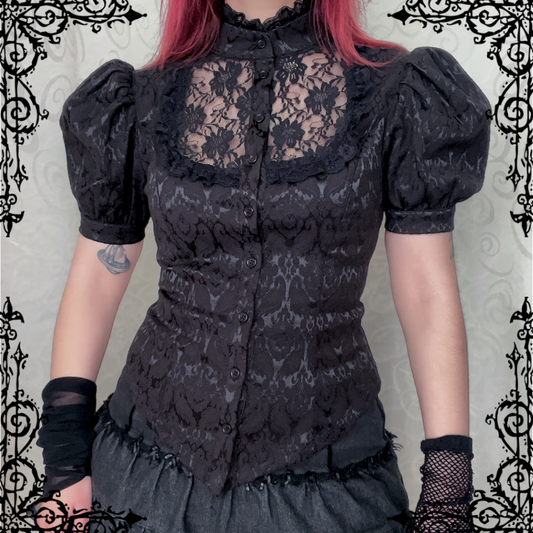 Dracula Gothic victorian style brocade high collar blouse 🦇🏰