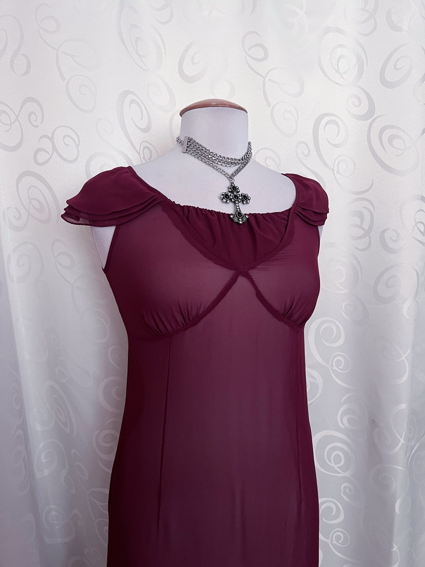 Whimsygoth Espirit mesh, burgundy nightgown 🍷