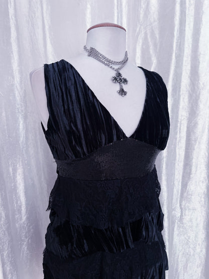 Dark whimsy fairy velvet, lace & sequin top 🧚🏽‍♀️🦇