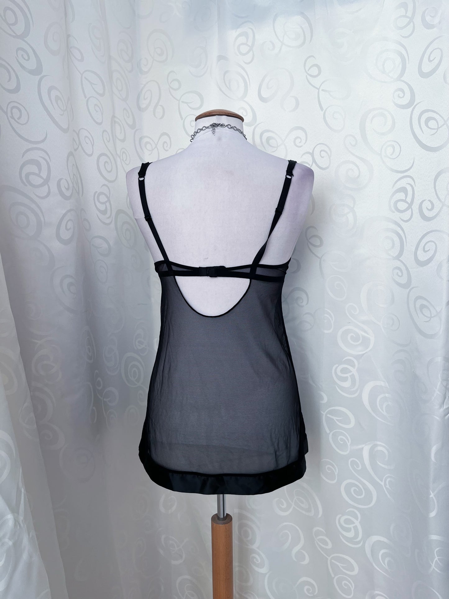 Whimsygoth black & grey mesh nightgown 🕷️