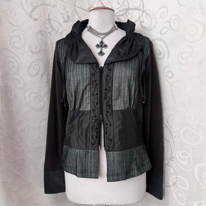 00’s whimsygoth grey zip-up jacket 🌀🪽