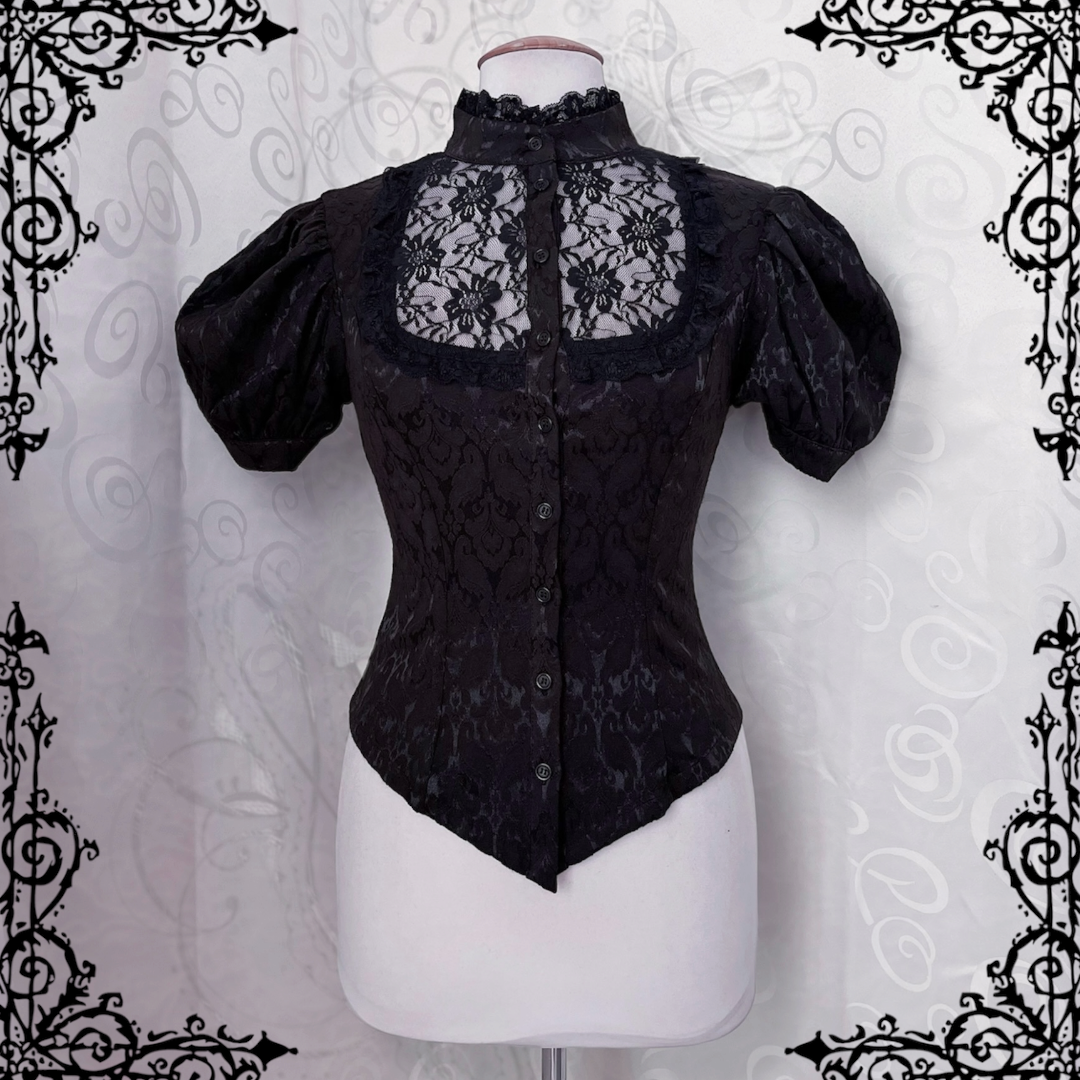 Dracula Gothic victorian style brocade high collar blouse 🦇🏰