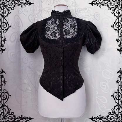 Dracula Gothic victorian style brocade high collar blouse 🦇🏰