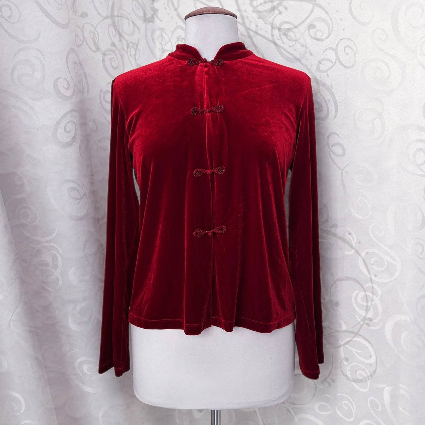 Vintage Korean Qipao velvet red shirt ❤️🍜