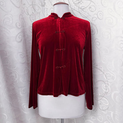 Vintage Korean Qipao velvet red shirt ❤️🍜