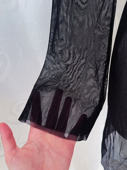 Gothic long mesh shirt/dress with dragon print on the back 🐉