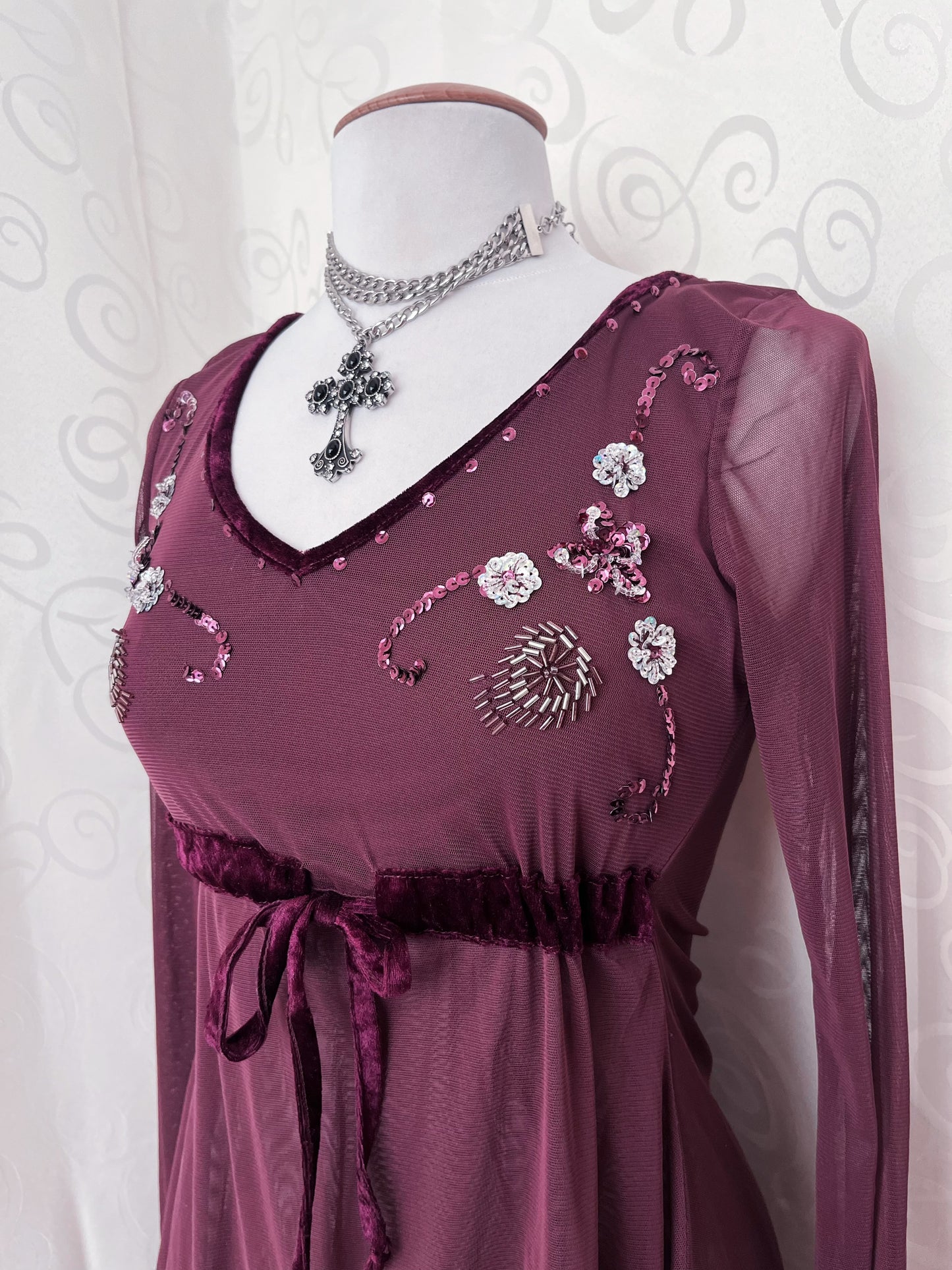 Melrose, whimsy fairy plum mesh top with sequin details 💜🎀